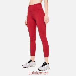 Lululemon Fast & Free 7/8 Tight II - Dark Red, Size 4